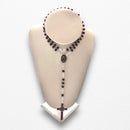 Rosario de la Virgen de Guadalupe - Cristal rojo con engarzado plateado