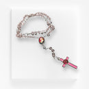 Rosario de la Virgen Rosa Mística - Rosa con engarzado plateado