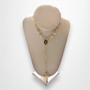 Rosario del Niño Doctor - Cristal transparente con engarzado dorado