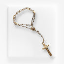 Rosario a la Virgen del Carmen - Cristal transparente con engarzado dorado