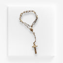 Rosario a la Virgen del Carmen - Cristal transparente con engarzado dorado