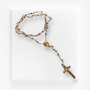 Rosario a la Virgen de Juquila - Cristal transparente con engarzado dorado