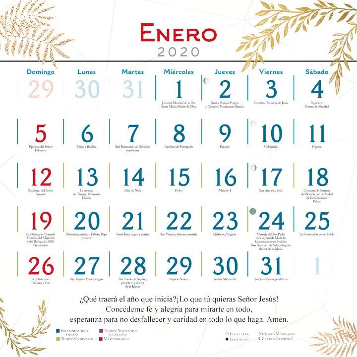 Calendario Católico 2020 - Librería y Artículos Religiosos San Judas Tadeo