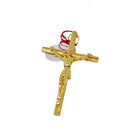 Crucifijo metálico dorado de pared, 4.2x6.6cm - Librería y Artículos Religiosos San Judas Tadeo