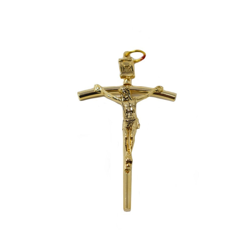 Crucifijo metálico dorado de pared, 4.5x8cm - Librería y Artículos Religiosos San Judas Tadeo