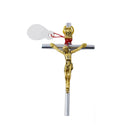 Crucifijo metálico plateado de pared, 4.5x8cm - Librería y Artículos Religiosos San Judas Tadeo