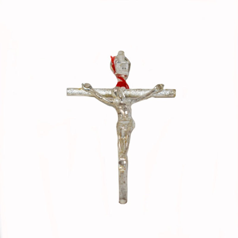 Crucifijo metálico plateado de pared, 5.6x10cm - Librería y Artículos Religiosos San Judas Tadeo