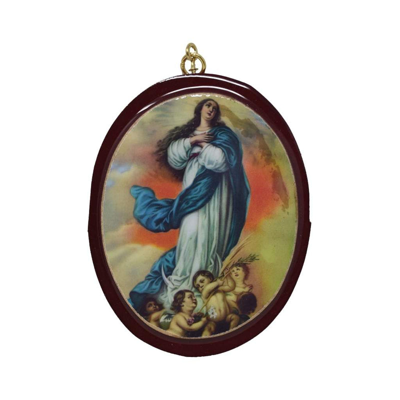 Cuadro de la Inmaculada Concepción de la Santísima Virgen María, Ovalo 10x13cm - Librería y Artículos Religiosos San Judas Tadeo