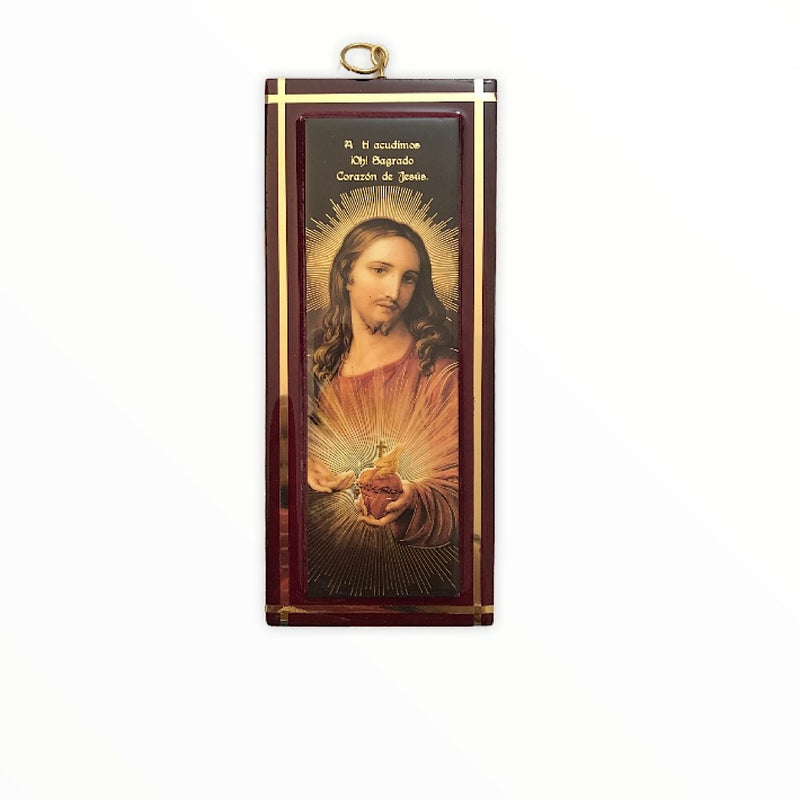 Cuadro tipo separador del Sagrado Corazón de Jesús, 9x21.5 cm - Librería y Artículos Religiosos San Judas Tadeo