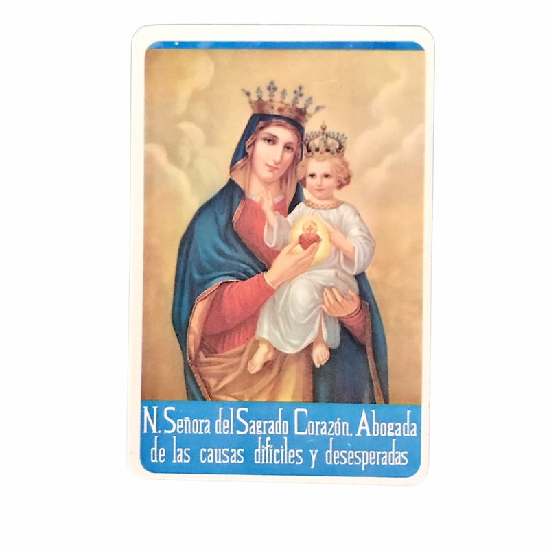 Estampa con oración - Nuestra Señora del Sagrado Corazón - Librería y Artículos Religiosos San Judas Tadeo