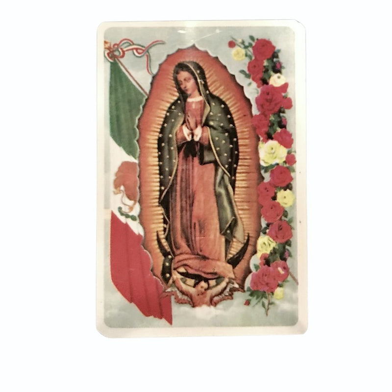 Estampa con oración - Virgen de Guadalupe con Bandera - Librería y Artículos Religiosos San Judas Tadeo