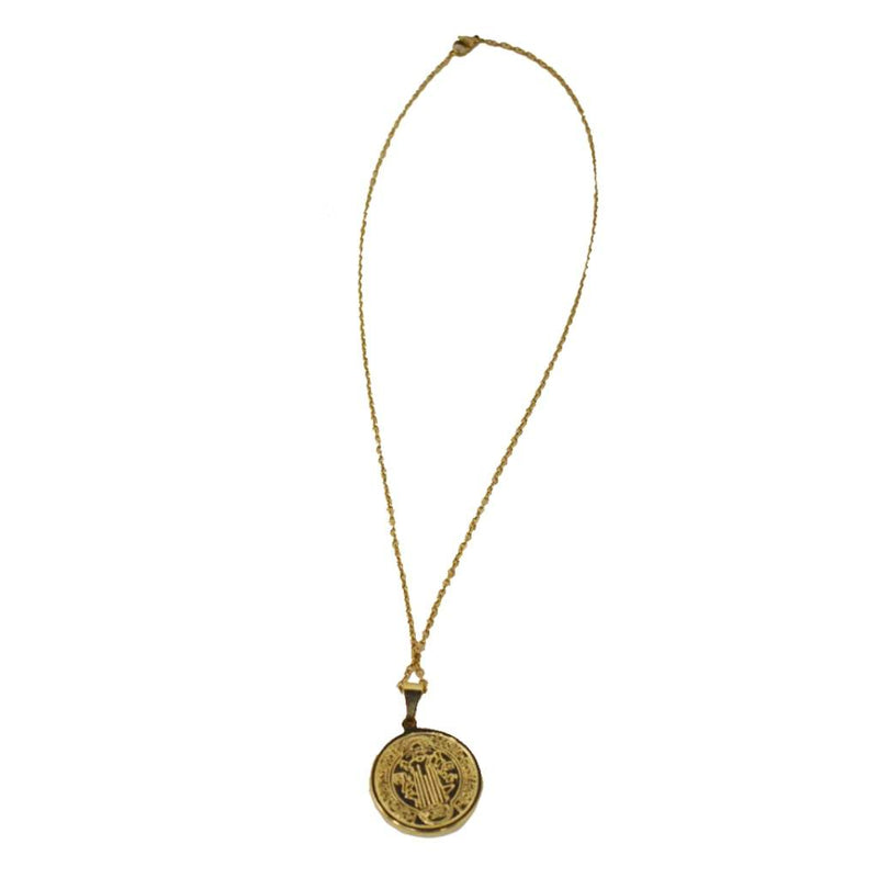 Medalla De San Benito, dorada de 2.5cm con cadena - Librería y Artículos Religiosos San Judas Tadeo
