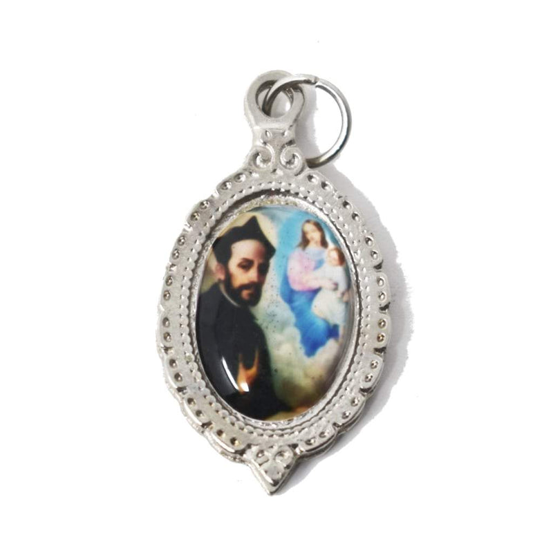 Medalla de San Ignacio de Loyola y la visión de la Santísima Virgen María, 1.5x2.5cm - Librería y Artículos Religiosos San Judas Tadeo