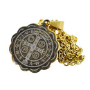 Medalla dorada De San Benito de 2.5cm con cadena - Librería y Artículos Religiosos San Judas Tadeo