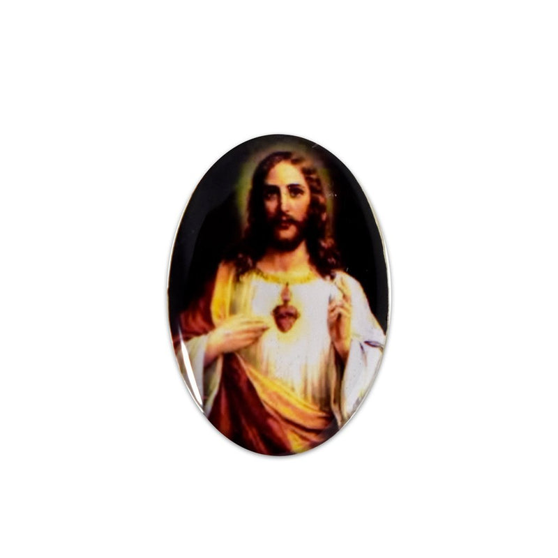 Pin del Sagrado Corazón de Jesús, Ovalado 1.5x2.3cm - Librería y Artículos Religiosos San Judas Tadeo