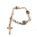 Pulsera de cristal cortado con medalla De San Benito, dorada - Librería y Artículos Religiosos San Judas Tadeo