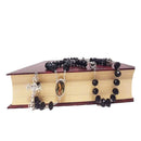 Rosario de cristal cortado color negro con medalla de La Virgen de Guadalupe - Librería y Artículos Religiosos San Judas Tadeo