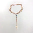 Rosario de La Rosa Mística de cristal cortado, rosa - Librería y Artículos Religiosos San Judas Tadeo