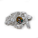 Rosario de La Virgen de Guadalupe con cuentas metálicas y de cristal cortado, plateado - Librería y Artículos Religiosos San Judas Tadeo