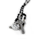 Rosario Italiano de cristal cortado de San Benito, Negro - Librería y Artículos Religiosos San Judas Tadeo